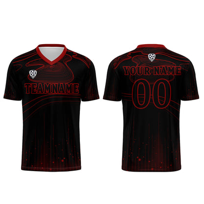 Custom Black Red Soccer Uniform Jersey Kids Adults Personalized Set Jersey Shirt