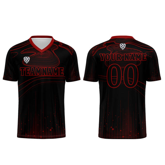 Custom Black Red Soccer Uniform Jersey Kids Adults Personalized Set Jersey Shirt