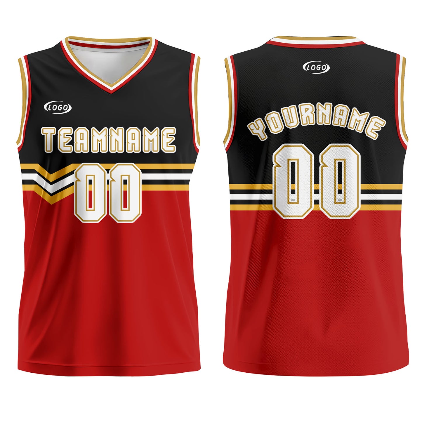Custom Black Red Gold White Basketball Jersey Uniform Suit Printed Your Logo Name Number