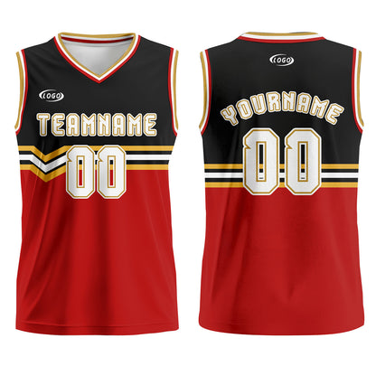 Custom Black Red Gold White Basketball Jersey Uniform Suit Printed Your Logo Name Number