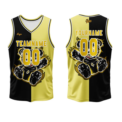 Custom Black Yellow Basketball Jersey Uniform Suit Printed Your Logo Name Number