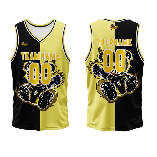 Custom Black Yellow Basketball Jersey Uniform Suit Printed Your Logo Name Number