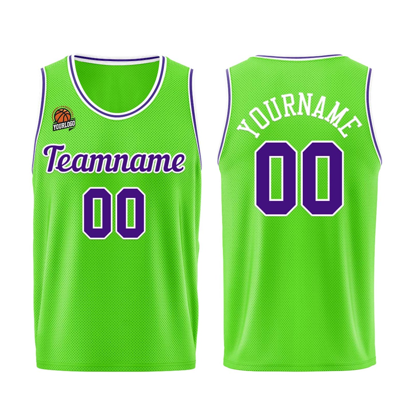 Custom Neon Green-Purple Basketball Jersey for Men Women Adult Youth Stitched Name Number Logo