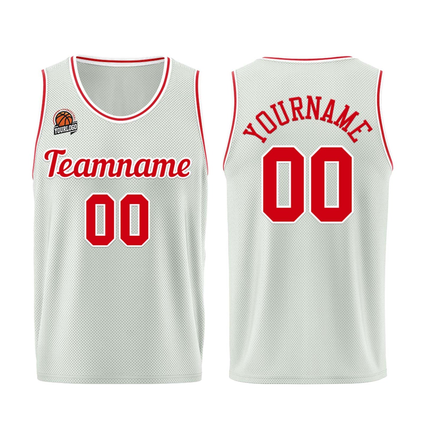 Custom Gray-Red Basketball Jersey for Men Women Adult Youth Stitched Name Number Logo