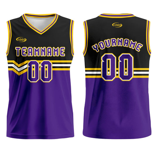 Custom Black Purple Yellow White Basketball Jersey Uniform Suit Printed Your Logo Name Number
