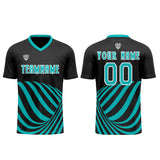 Custom Black Teal Uniform Jersey Kids Adults Personalized Set Jersey Shirt