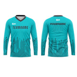 Custom Cyan Dark Gray Basketball Soccer Football Shooting Long T-Shirt for Adults and Kids