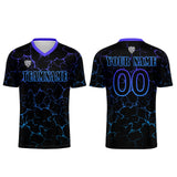 Custom Black Blue Soccer Uniform Jersey Kids Adults Personalized Set Jersey Shirt