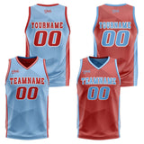 Custom Blue Red Reversible Basketball Suit for Adults and Kids Personalized Jersey