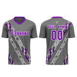 Custom Gray Violet Uniform Jersey Kids Adults Personalized Set Jersey Shirt