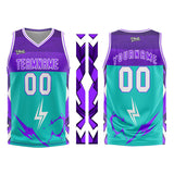 Custom Cyan Purple Basketball Jersey Uniform Suit Printed Your Logo Name Number