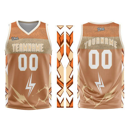 Custom Brown White Basketball Jersey Uniform Suit Printed Your Logo Name Number