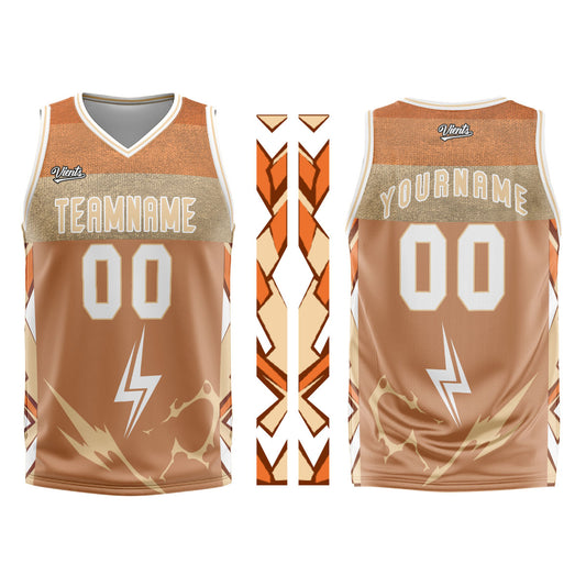 Custom Brown White Basketball Jersey Uniform Suit Printed Your Logo Name Number