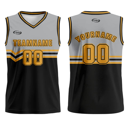 Custom Grey Black Yellow Basketball Jersey Uniform Suit Printed Your Logo Name Number