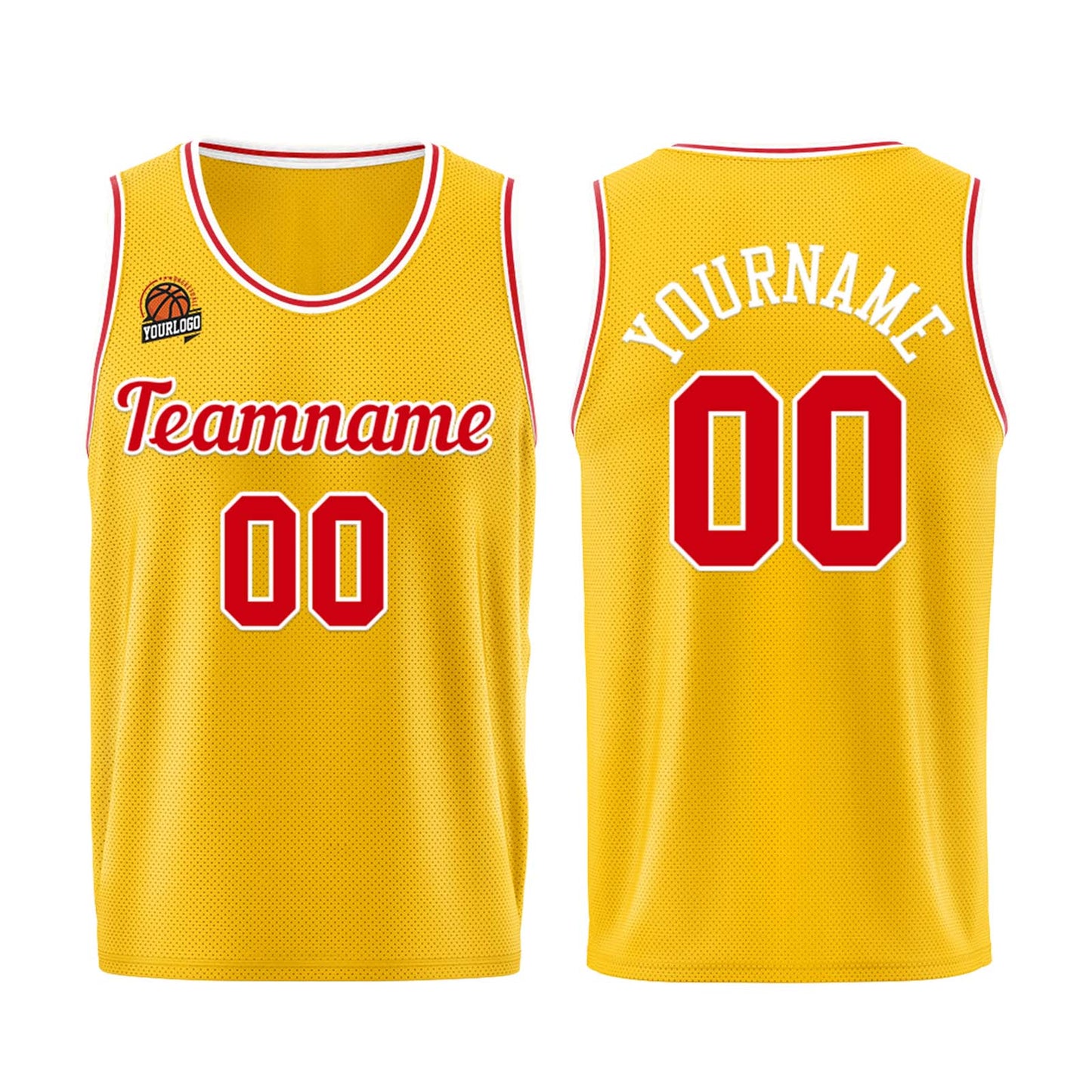 Custom Yellow Red Basketball Jersey for Men Women Adult Youth Stitched Name Number Logo