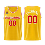 Custom Yellow Red Basketball Jersey for Men Women Adult Youth Stitched Name Number Logo