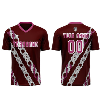 Custom Pink Red Uniform Jersey Kids Adults Personalized Set Jersey Shirt