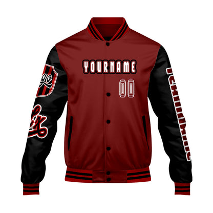 Custom Red Black Letterman Varsity Jacket Personalized Embroidery Printing