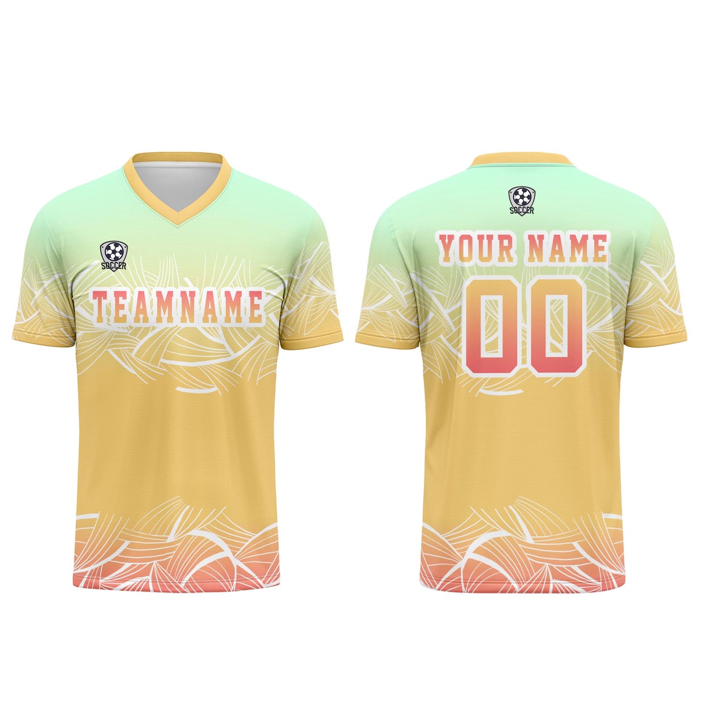 Custom Yellow Mint Green Soccer Uniform Jersey Kids Adults Personalized Set Jersey Shirt