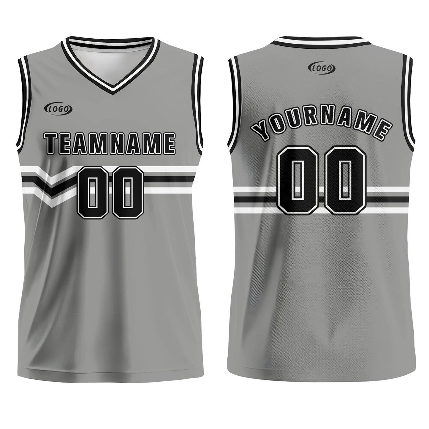 Custom Grey Black White Basketball Jersey Uniform Suit Printed Your Logo Name Number