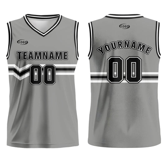Custom Grey Black White Basketball Jersey Uniform Suit Printed Your Logo Name Number