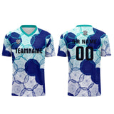 Custom Cyan Blue Uniform Jersey Kids Adults Personalized Set Jersey Shirt