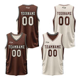 Custom Brown Cream Reversible Basketball Suit for Adults and Kids Personalized Jersey