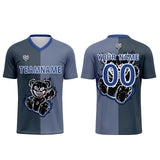 Custom Gray Blue Soccer Uniform Jersey Kids Adults Personalized Set Jersey Shirt
