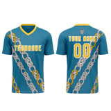 Custom Blue Yellow Uniform Jersey Kids Adults Personalized Set Jersey Shirt