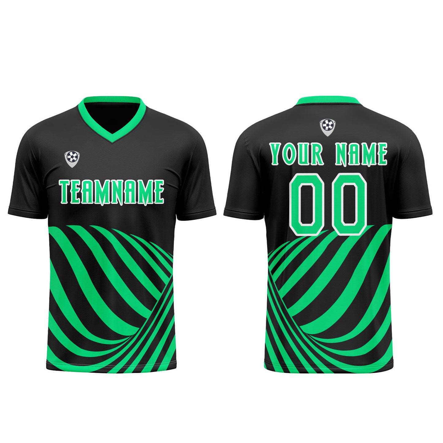 Custom Black Green Uniform Jersey Kids Adults Personalized Set Jersey Shirt