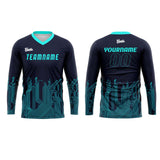 Custom Dark Blue Cyan Basketball Soccer Football Shooting Long T-Shirt for Adults and Kids