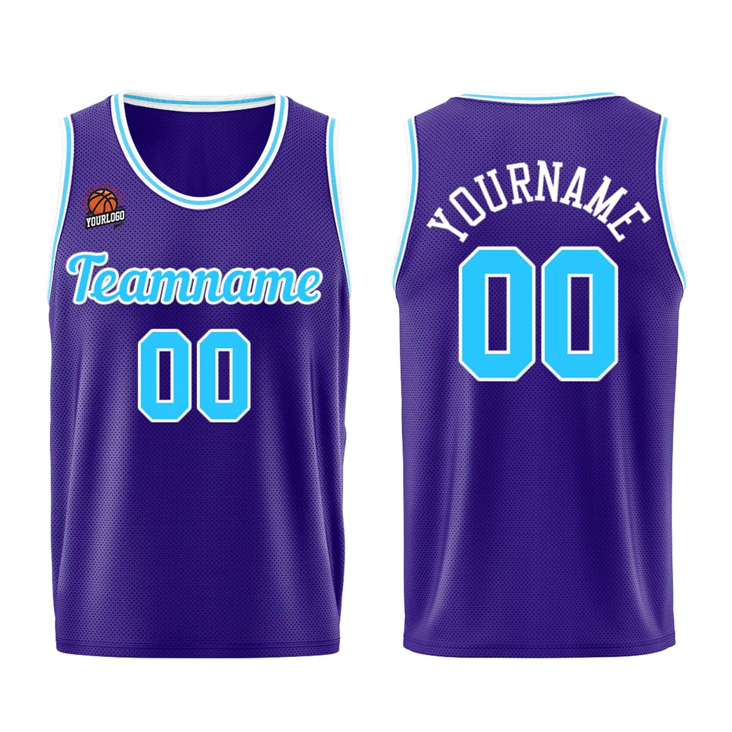 Custom Purple Light Blue Basketball Jersey for Men Women Adult Youth Stitched Name Number Logo