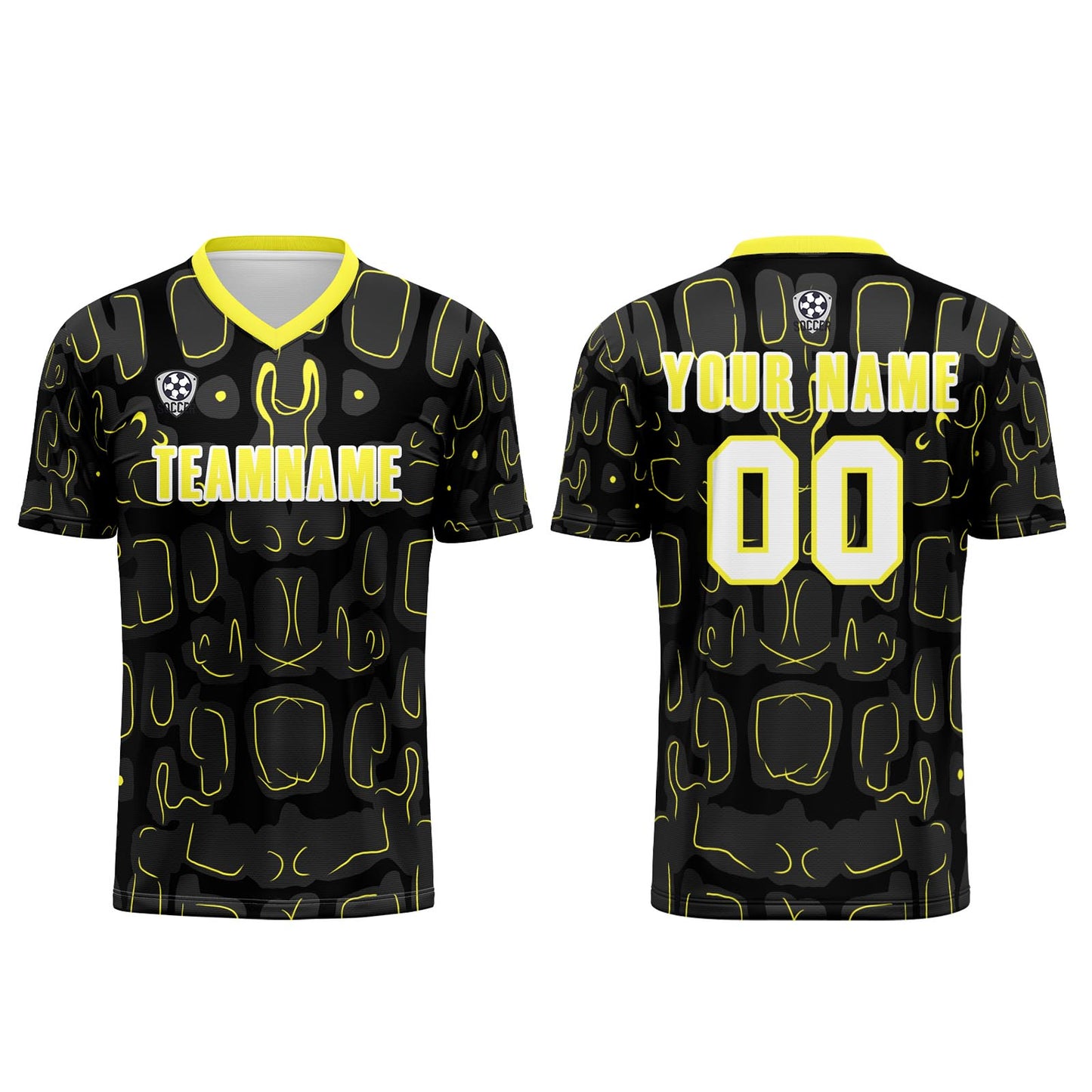 Custom Black Yellow Soccer Uniform Jersey Kids Adults Personalized Set Jersey Shirt