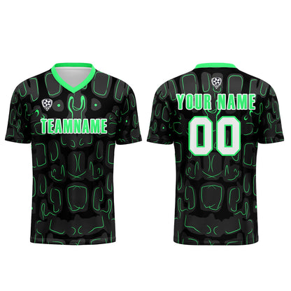 Custom Black Green Soccer Uniform Jersey Kids Adults Personalized Set Jersey Shirt