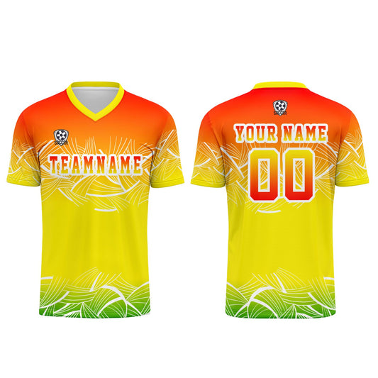 Custom Yellow Orange Soccer Uniform Jersey Kids Adults Personalized Set Jersey Shirt