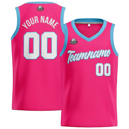 Custom Pink Light Blue Basketball Jersey for Men Women Adult Youth Stitched Name Number Logo