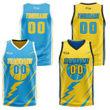 Custom Blue Yellow Reversible Basketball Suit for Adults and Kids Personalized Jersey