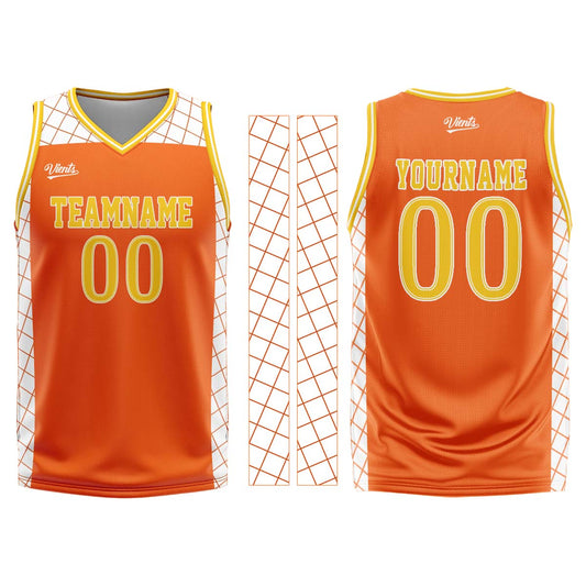 Custom Orange Yellow Basketball Jersey Uniform Suit Printed Your Logo Name Number