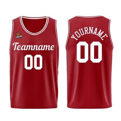 Custom Burgundy White Basketball Jersey for Men Women Adult Youth Stitched Name Number Logo