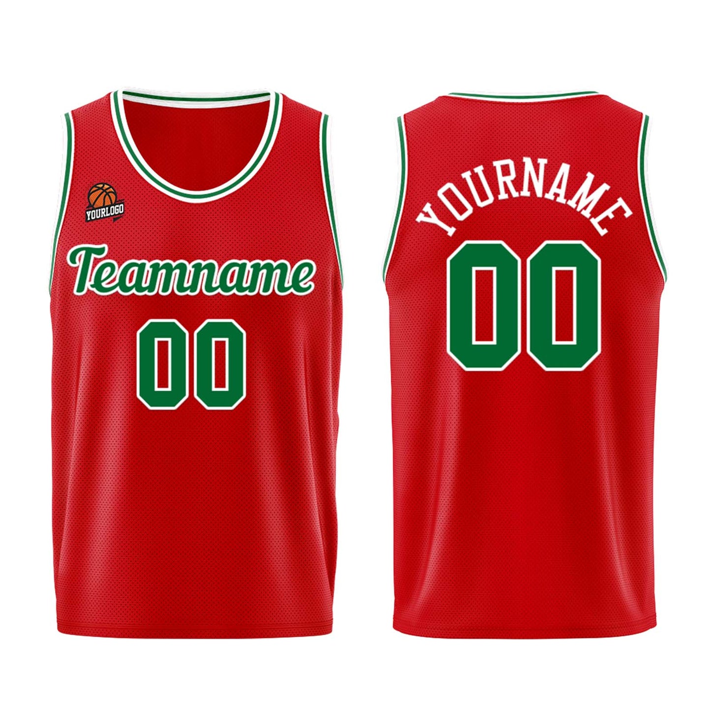 Custom Red Green Basketball Jersey for Men Women Adult Youth Stitched Name Number Logo