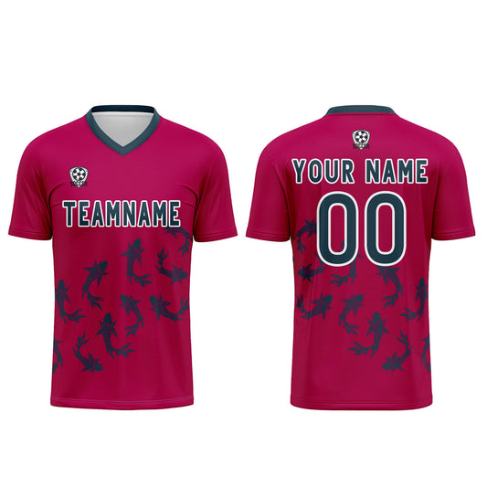 Custom Rose Red Soccer Uniform Jersey Kids Adults Personalized Set Jersey Shirt
