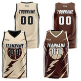 Custom Cream Brown Reversible Basketball Suit for Adults and Kids Personalized Jersey