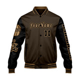 Custom Brown Black Letterman Varsity Jacket Personalized Embroidery Printing