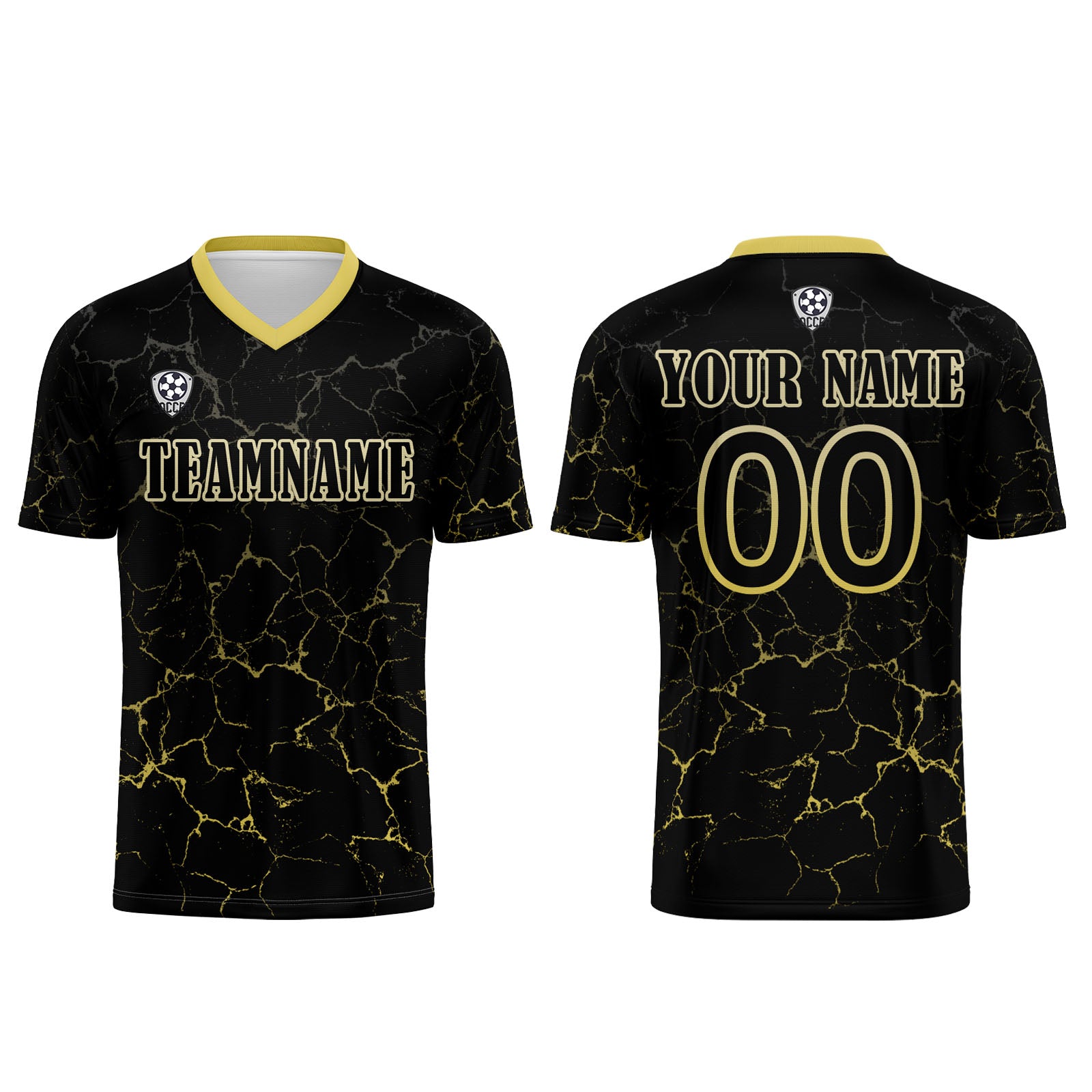 Custom Black Yellow Soccer Uniform Jersey Kids Adults Personalized Set Jersey Shirt