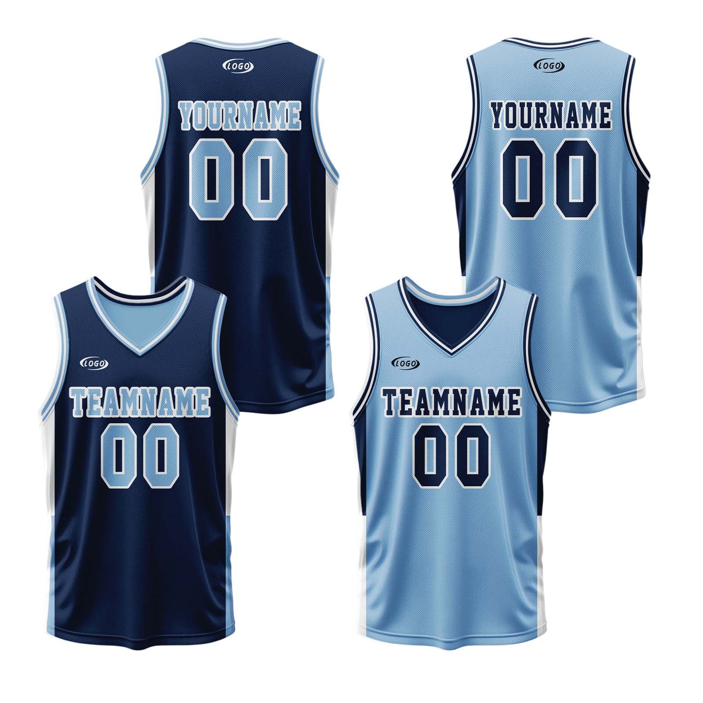 Custom Navy Blue Reversible Basketball Suit for Adults and Kids Personalized Jersey