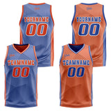 Custom Blue Orange Reversible Basketball Suit for Adults and Kids Personalized Jersey