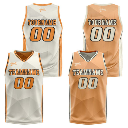 Custom Cream Orange Reversible Basketball Suit for Adults and Kids Personalized Jersey