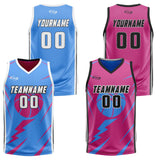 Custom Blue Pink Reversible Basketball Suit for Adults and Kids Personalized Jersey