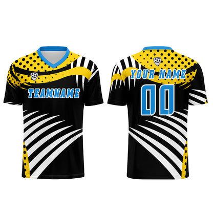 Custom Yellow Blue Uniform Jersey Kids Adults Personalized Set Jersey Shirt