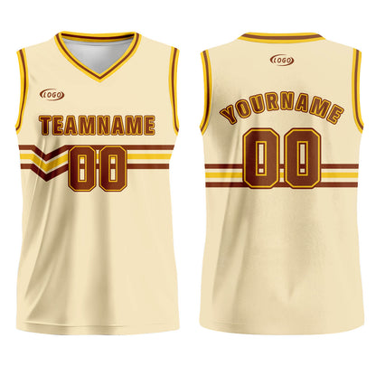 Custom Cream Brown Yellow Basketball Jersey Uniform Suit Printed Your Logo Name Number